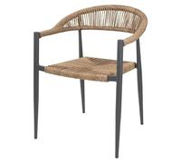 Bolero Eden PE Twist Rattan Outdoor Arm Chair Natural, Set 4