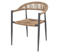 Bolero Eden PE Twist Rattan Outdoor Arm Chairs Natural, Set of 4 | All-weather durability with a stackable space-saving design; built to withstand extra foot traffic in commercial settings.