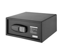 Bolero Electronic Hotel Safe, LED Display, Fits 14 Inch Laptops, Black | Simple guest PIN access via a user-friendly digital keypad, providing reliable security for commercial guest rooms.
