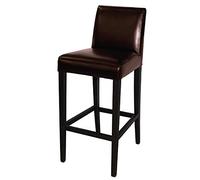 Bolero Faux Leather High Bar Stool with Full Back, Dark, 1030X440X540mm | Solid birch wood frame complies with BS7176 standards, supplied fully assembled with an option to request a swatch.