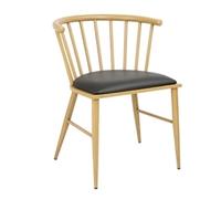 Bolero Harrowdene Side Chairs Padded Metal Wood Effect (2 pack) - Kitchen, Living Room Chair Set FU528