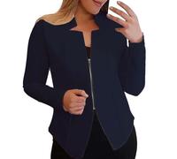 Bolero Jacket for Evening Dress, Short Blazer, Short Sporty Elegant Summer Jersey, Oversize, Modern, Lightweight, Large Sizes, Suit Jacket, Waisted Tweed Summer Blazer, Women's Light Lilac, navy, M