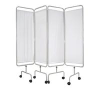 Bolero Medical Privacy Screen on Wheels Castors | White PVC Curtains | Foldaway Construction | Therapy Centres, Nursing Homes, First Aid Rooms, Hospitals | 1700(H) x 1920(W)mm | Y188