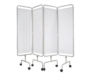 Bolero Medical Privacy Screen on Wheels, White PVC, 1700 x 1920mm | Folds away in a concertina style for compact storage, with a robust coated steel frame and a hygienic wipe-clean surface.