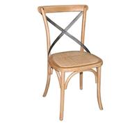 Bolero Natural Bentwood Chairs with Metal Cross Backrest (Pack of 2)