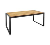 Bolero Outdoor Indoor Acacia Wood and Steel Rectangular Industrial Table 1800mm | Durable Steel Frame | Pre-Oiled Wooden Top. 740(H)x 1800(W)x 900(D)mm | DS157