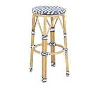 Bolero Parisian Style PE Rattan Bar Stools Blue, Set 2