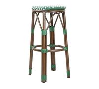 Bolero Parisian Style PE Rattan Bar Stools Green Dot Mix, Set 2