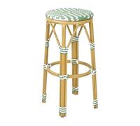 Bolero Parisian Style PE Rattan Bar Stools Light Green, Set 2