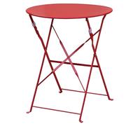 Bolero Pavement Style Round Steel Table in Red Foldable Lightweight - 710x595mm