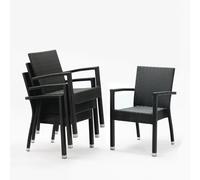 Bolero PE Wicker Armchairs Charcoal (4 pack)