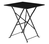 Bolero Perth Black Steel Square Folding Pavement Table, 600mm | Arrives fully assembled for instant use; weather-resistant finish resists outdoor elements and collapses flat to save space.