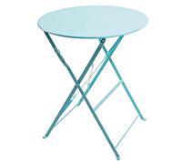 Bolero Perth Pavement Style Steel Round Table 600 mm, Blue, Steel Frame & Top, Size: 710(H) x 600(Dia)mm, Indoor Outdoor Table, Café Table, GK983