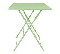 Bolero Perth Square Pavement Style Steel Table 600mm, Light Green | Weatherproof design sets up quickly in gardens or patios, offering durable commercial use for busy restaurants.