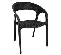 Bolero PP Rattan Wraparound Armchairs GR363 (Pack of 4), Charcoal | Space-saving stackable design maximizes venue storage; polypropylene build prevents water pooling for quick drainage.