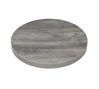 Bolero Pre-Drilled Round Melamine Table Top 600mm, Ash Grey, Ash-wood Effect, High Heat Resistant | FT292