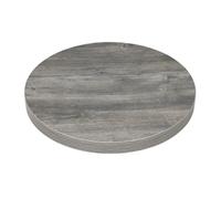 Bolero Pre-Drilled Round Melamine Table Top 600mm, Ash Grey, Ash-wood Effect, High Heat Resistant | FT292