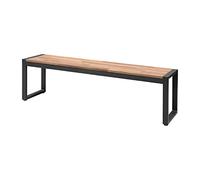 Bolero Pre-Oiled Acacia Wood and Steel Industrial Benches 1600mm (2 Pack), Industrial Style Steel Frame, Size: 450(H) x 1600(W) x 380(D) mm DS158