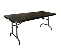 Bolero Rectangular Centre Folding Utility Catering Table 6ft, Black | Folds for space-saving storage and includes a convenient carry handle for transport, with rust-resistant steel legs.