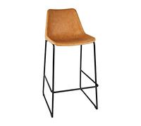 Bolero Rodeo High Stools Steel & PU with Back Support, Camel, Beige