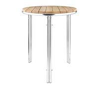 Bolero Round Ash and Aluminium Commercial Stacking Table, 720x600mm