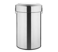 Bolero Round Steel Brushed Waste Bin with Swing Lid 70Ltr - Kitchen, Offices, House Trash Can HT461