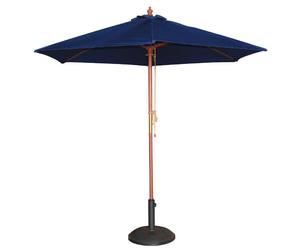 Bolero Round Double Pulley Parasol in Blue Weatherproof Sturdy - 2.5m Diameter