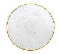 Bolero Round Marble Tabletop with Brass Effect Rim 600 mm, White, Size: 600(Dia) mm / 23.5 Inch, Material: Plywood & Marble, Indoor Use Only, Pre-Drilled Table Top, CY968