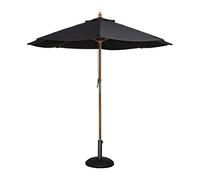 Bolero Round Parasol 3m Outdoor Garden Umbrella Wood Frame, Black, 252X3M