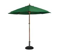 Bolero Round Parasol Outdoor Garden Umbrella 2.5m Diameter, Green, 237X25M | Eight wind-resistant ribs prevent damage, with a water-repellent, thick 245gsm polyester canopy protecting against rain.