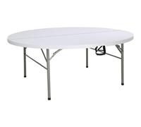 Bolero Round PE Centre Folding Table, White, Size: 74(H) x 183(Dia)cm, Restaurant Overflow Table, Powder Coated Steel Frame with High Density Polyethylene Table Top, HC270