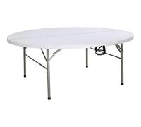 Bolero Round PE Centre Folding Table, White, Size: 74(H) x 183(Dia)cm, Restaurant Overflow Table, Powder Coated Steel Frame with High Density Polyethylene Table Top, HC270