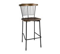Bolero Scandi High Stools in Black - Stainless Steel & Wood - Pack of 2