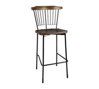 Bolero Scandi High Stools in Black - Stainless Steel & Wood - Pack of 2