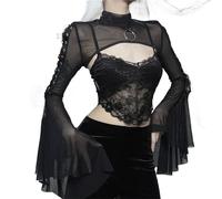 Bolero Shrug Goth Crop Top Fairy Shrugs for Dresses, Black 10, Medium