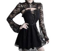 Bolero Shrug Goth Crop Top Fairy Shrugs for Dresses, Black 6, Small