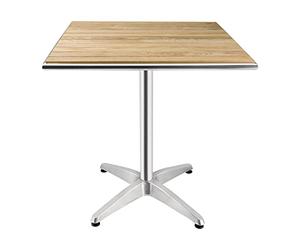 Bolero Square Ash Wood and Aluminium Commercial Table, 720X700X700mm | Pre-oiled for indoor or outdoor use without weathering risk, while a protective rim prevents impact damage.