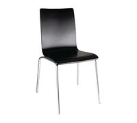 Bolero Square Back Steel Frame Beech Veneer Side Chair, Black
