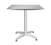 Bolero Square Bistro Table, Stainless Steel Top, 720x700x700mm | Sturdy aluminium base prevents tipping, while non-slip feet suit indoor and outdoor use. Rounded corners ensure safety.