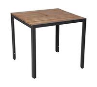 Bolero Square Powder-Coated Steel and Acacia Wood Table, 800mm