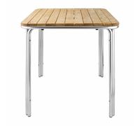 Bolero Square Table in Ash with Wooden Top and Aluminium Frame - 720x700x700mm