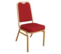 DL016 - Bolero Banqueting Chair Squared Back Gold Frame Red Plain Cloth (Pack 4) - [DL016]
