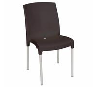 Bolero Stacking Bistro Side Chairs - Black Aluminium & Plastic - Pack of 4