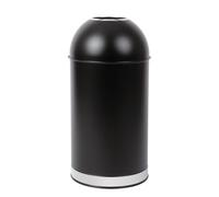 Bolero Stainless Steel Bullet Waste Bin in Black Open Lid Easy Clean - 40 Litres
