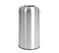 Bolero Stainless Steel Open Bullet Bin 40 Litre, Silver, Body: Stainless Steel 410, Matt Finish, Opened Top Bin Without Lid, Trash Can, Size: 64(H)cm, Waste Bin, GK972