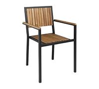 Bolero Steel & Acacia Wood Armchairs (Pack of 4), Teak, Seat Height: 450 mm, Steel Frame & Acacia Wood Seat, DS151
