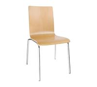 Bolero Steel Frame Beech Veneer Square Back Side Chairs, Pack of 4 | Saves storage space by stacking up to 5 high; ergonomic indoor commercial seating with a comfy 12mm seat pad.