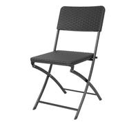 Bolero Steel Frame Rattan Folding Chairs HS559, Pack of 2, Black | Optimises storage in commercial venues; suited for indoor and outdoor event catering, garden seating, or patios.