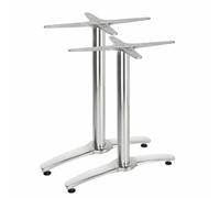 Bolero Aluminium Twin Leg Table Base, 673mm Height, Pack of 2, GH985 | Pre-drilled holes ensure swift flat-pack assembly, while integrated non-slip feet prevent wobble on uneven dining floors