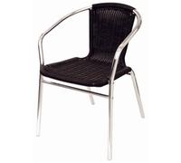 Bolero U507 Wicker Chair, Aluminium, Black (Pack of 4)